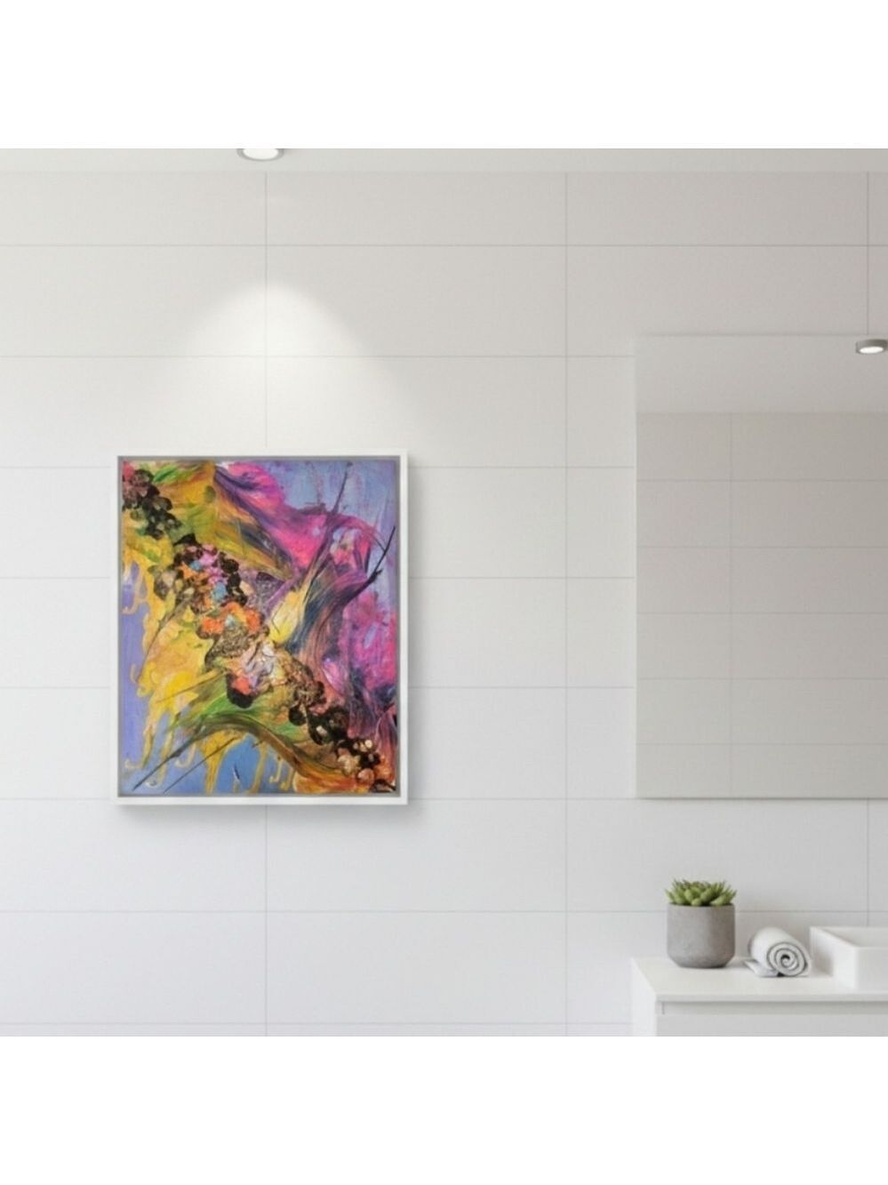 Hand Crafted floral acrylic pouring fluid art unique abstract liquid modern art